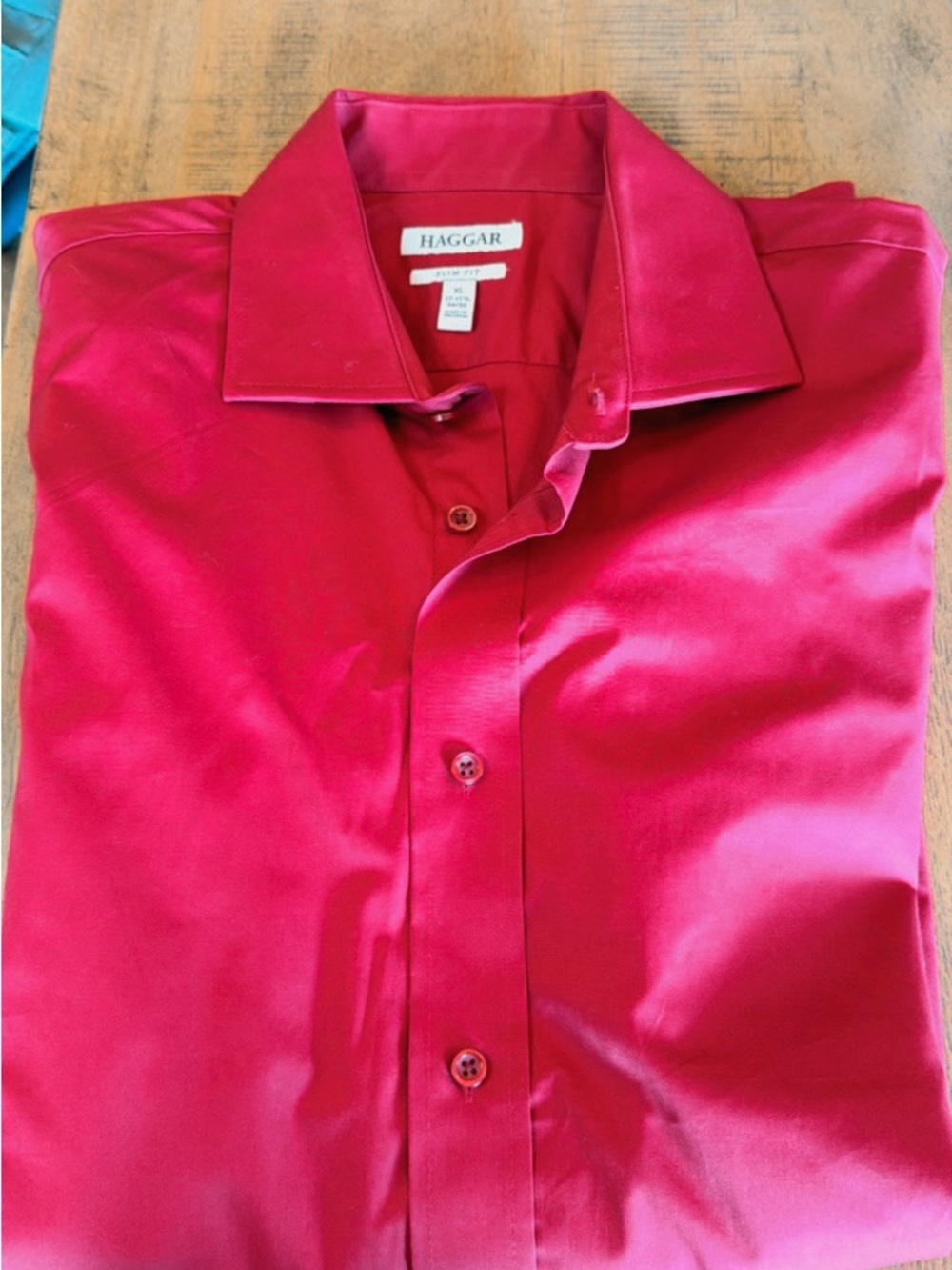 Haggar Men's Bright Red Dress Shirt - Button Front